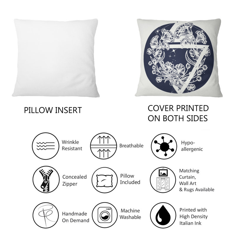 Coussin Magic Flowers Is Triangle, 18 po x 18 po