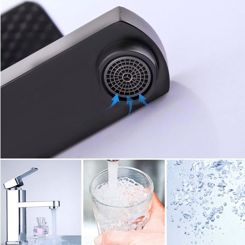 Robinet de lavabo à trou unique, robinet rectangulaire noir monobloc, 1,37 po