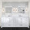Meuble-lavabo double blanc l 84 po x P 22 po, comptoir en quartz blanc, ensemble de robinet et miroirs 34 po