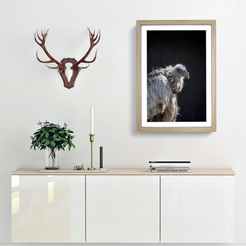 Vulture Bird - Picture Frame Graphic Art Print, 91cm H x 60cm W x 2cm D, Oak