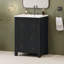 Petit ensemble de meuble-lavabo de style rétro 24 po x 18 po x 34 po avec lavabo en céramique et 2 portes à fermeture en douceur