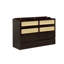 Grand lit escamotable, armoire en bois de pin avec décoration en rotin et tiroir de rangement