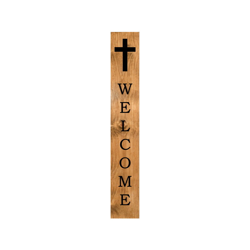 Croix de bienvenue et de bénédictions à poser sur le porche, 47 po x 7,25 po, 47" H x 7.25" W x 0.75" D