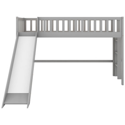 Lit mezzanine bas moderne simple avec échelle et meubles de chambre à coucher coulissants