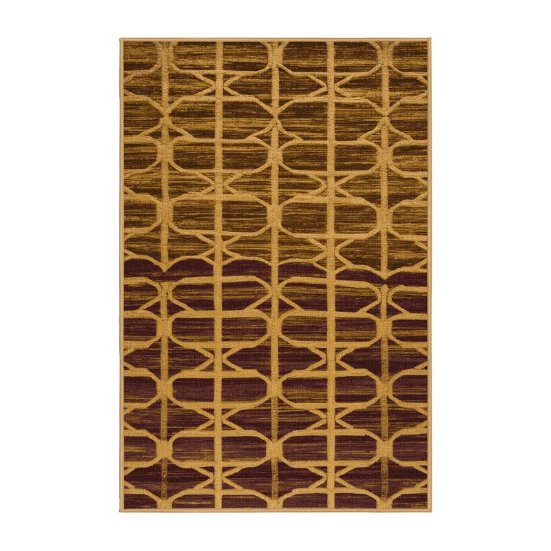 Tapis brun treillis lavable à la machine, Rectangulaire 2 pi x 3 pi