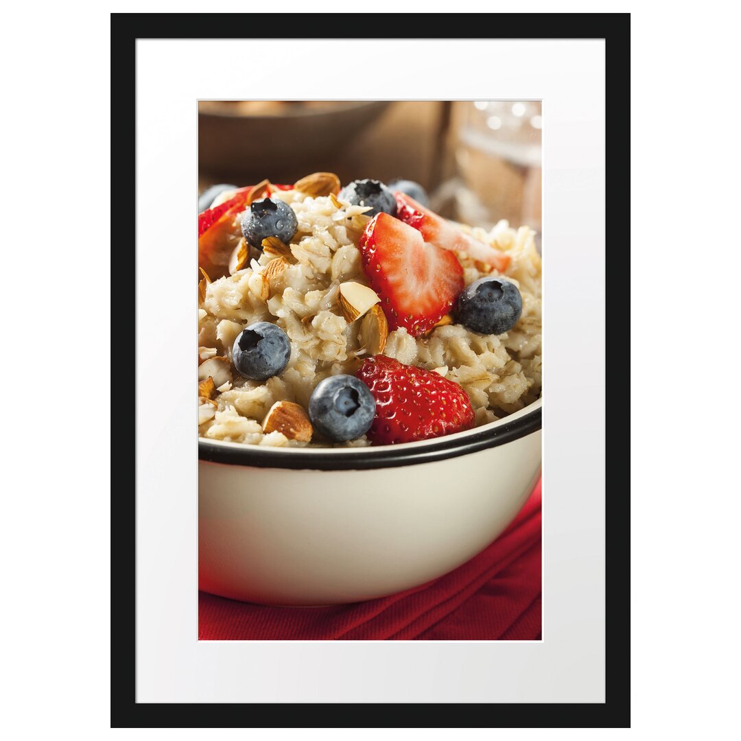 Gerahmtes Poster Porridge - Haferbrei mit Beeren