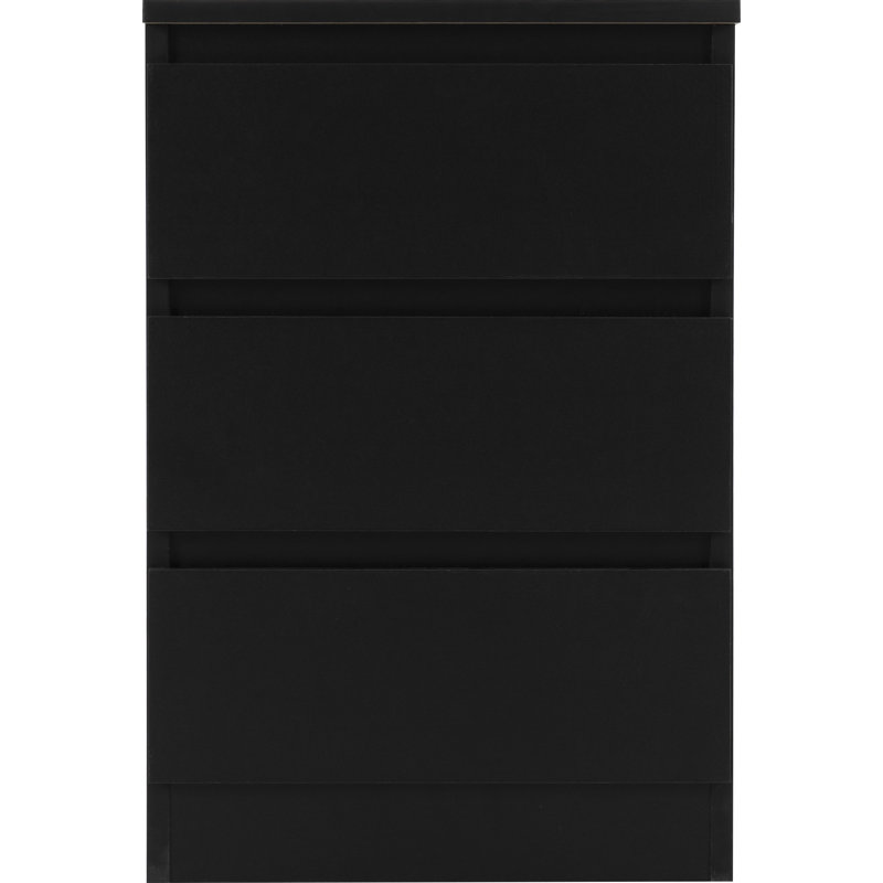 Braunstein 3 Drawer Bedside Table, Black