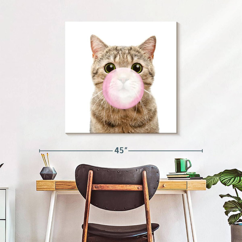 " Bubble Gum Kitty ", 30" H x 30" W x 1.25" D