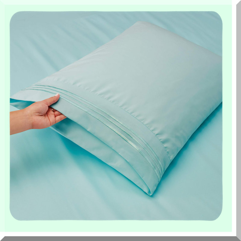 Luxury Split-Top Bedding Set - Aqua Blue Soft Sheets & Pillowcases - Hotel Quality Flex Top Sheets for Head Split Beds - 6 Piece Super Soft Set