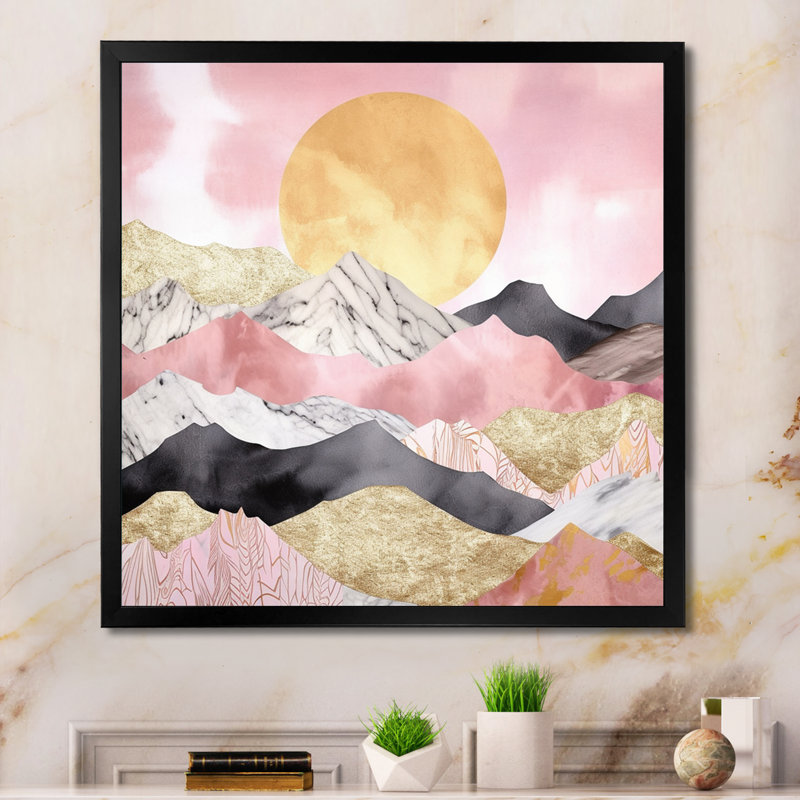 Paysage de montagne vibrant V sur toile, H 36 po x l 36 po x P 1,5 po, Cadre simple noir