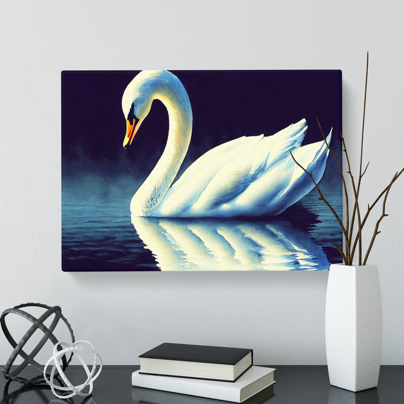 Swan Watercolour Vol.3 - Wrapped Canvas, 50cm H x 76cm W x 3cm D