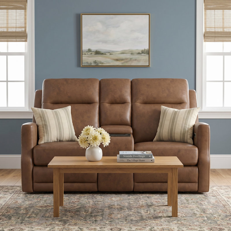 Henri Power Reclining Loveseat With Console, Power Headrests & Lumbar, Gray