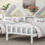 Lit plateforme simple double avec tête de lit en forme de maison et table de chevet intégrée-1336538392