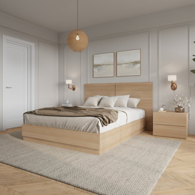 Douglas 4 Piece Bedroom Set With Headboard, Slatted Bedframe, 2 Nightstands by Latitude Run