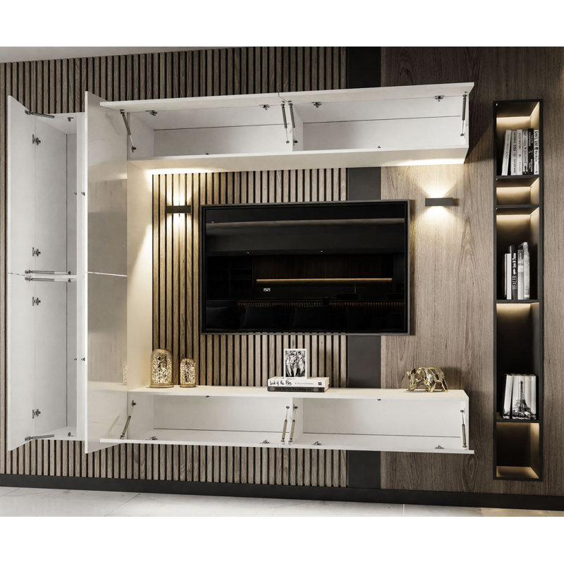 Spataro Unfinished Entertainment Centre for TVs up to 75", High-Gloss White
