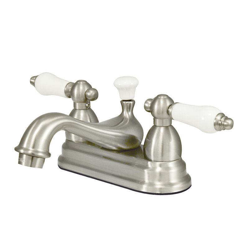 Centerset Bathroom Faucet with Drain Assembly, Brushed Nickel
