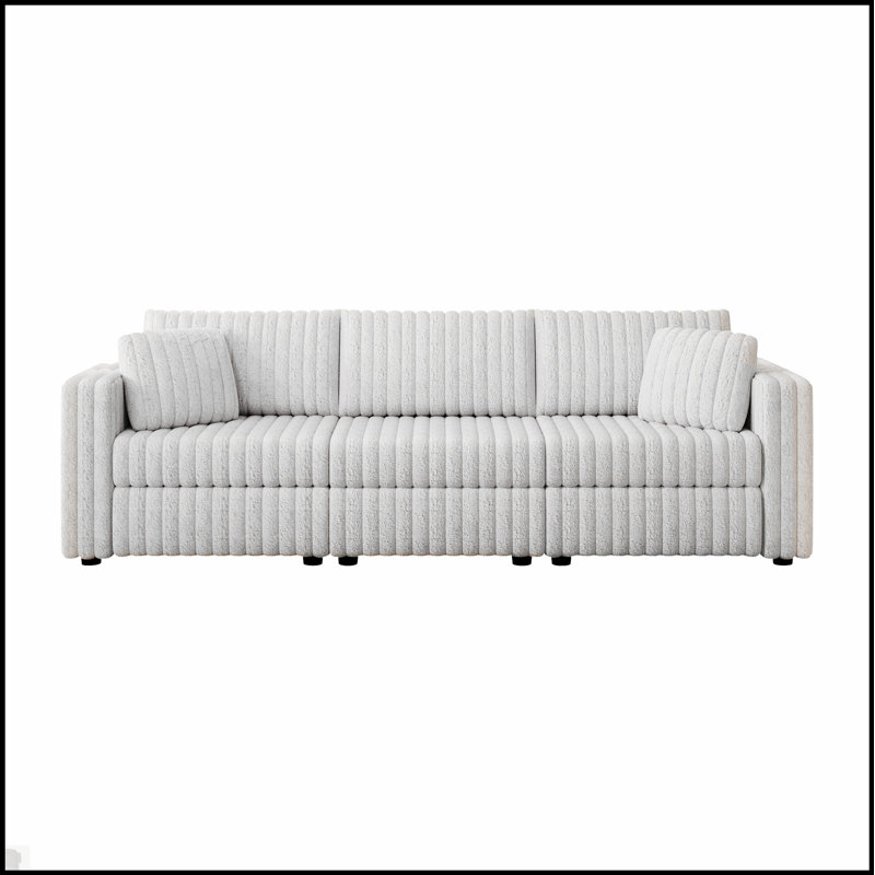 Canapé modulaire souple 106,3 pouces pour 3 personnes avec rangement caché et confort moelleux pour les chambres à coucher modernes