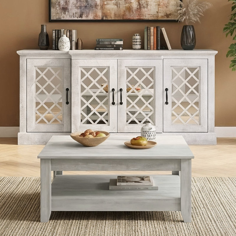 Weddel Baisilico 2 Piece Living Room Table Set, Dusty Gray Oak