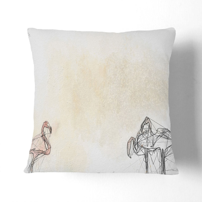 Three Flamingo Birds Cushion with Filling, 40cm H x 40cm W x 15cm D