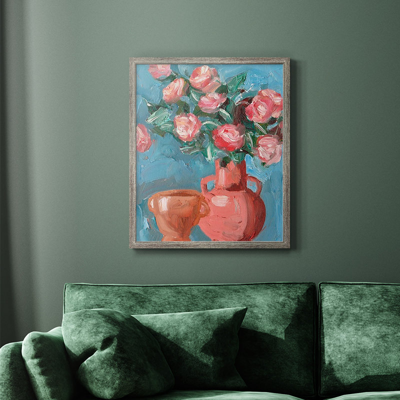 Rosa Blooms I Premium Framed Canvas - Ready to Hang, 24" H x 20" W, Distressed Silver