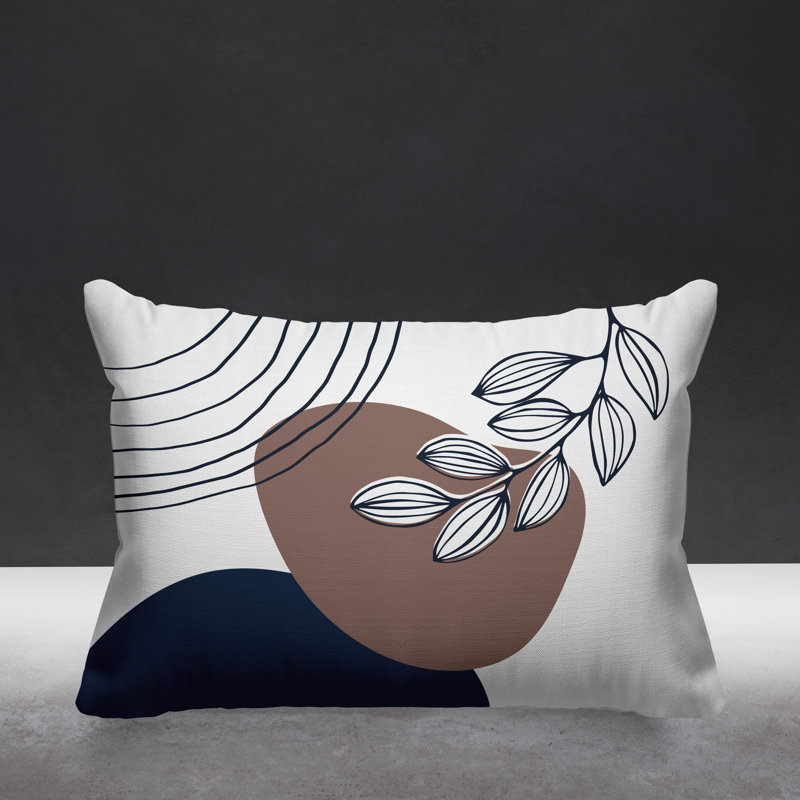 Coussin intérieur / extérieur Lupita, Nu / bleu marine