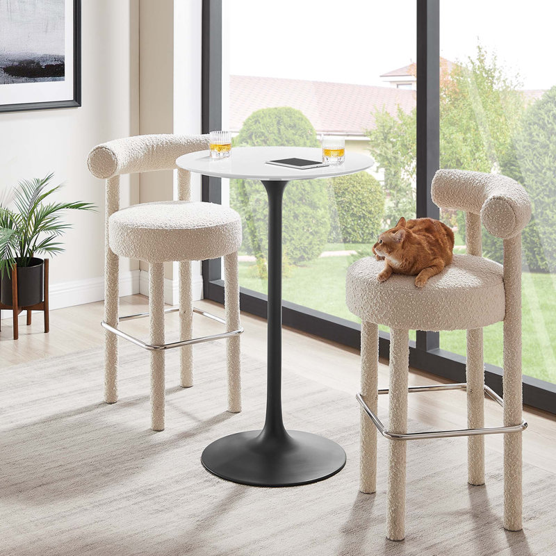 Table de bar ronde en bois 28 po Lippa, Noir