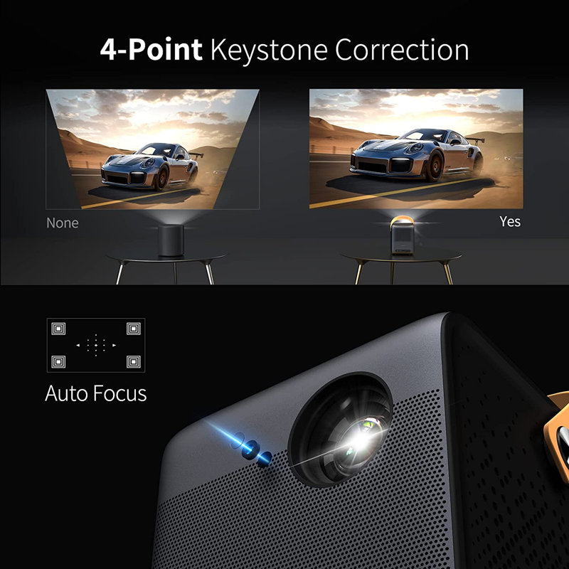 WEMAX Dice Portable1080P Projector w/ Wifi Bluetooth, Certified AndroidTV 9.0 w/Dolby Audio, Auto Focus, 700 ANSI Lumens