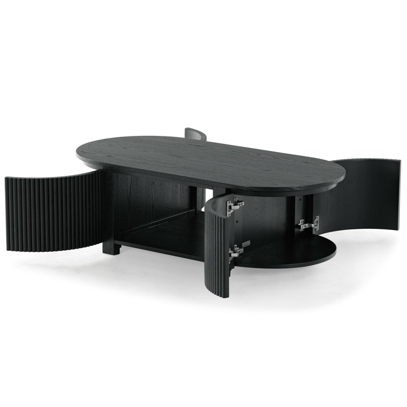 Christy Reeded Oval Coffee Table, Black