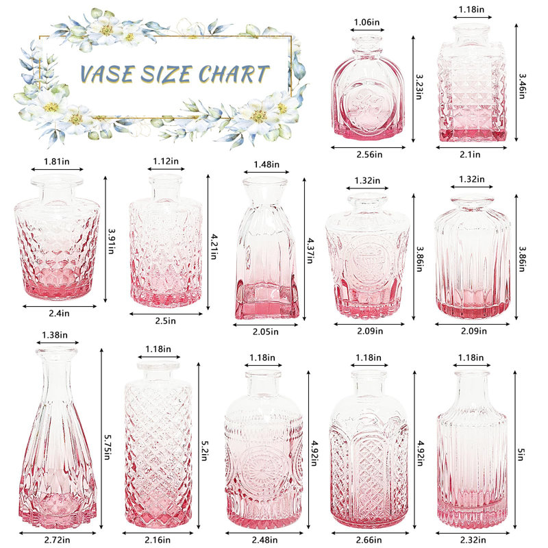 Ensemble de 12 vases Bud, Rose