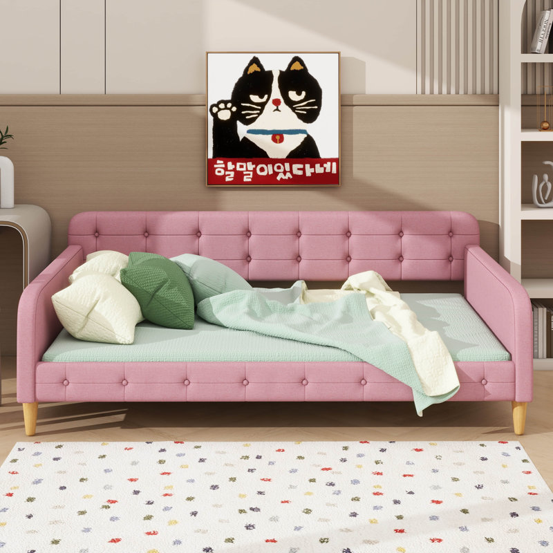 Leg-Supported, Fabric-Covered Daybed, Full, Rubine