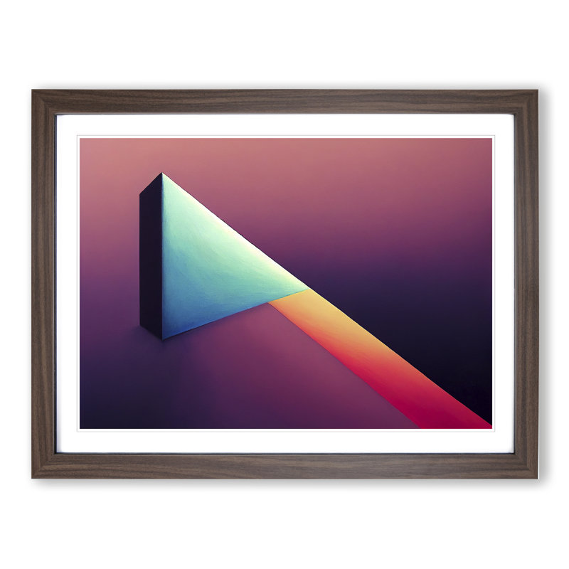Minimalism Abstract Art - Single Picture Frame Print, 46cm H x 64cm W x 2cm D, Walnut