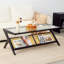 Table basse en bambou, table basse d'appoint en rotin avec plateau en verre, tables centrales en bois de style Mid-Century, tables d'appoint modernes avec rangement pour le salon, noir-1010979897