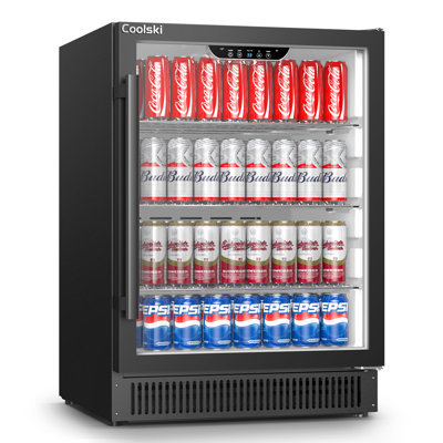 Coolski 23.6'' W 180 Cans (12 oz.) 5.3 Cubic Feet Outdoor Rated Beverage Cooler with Reversible Glass Door