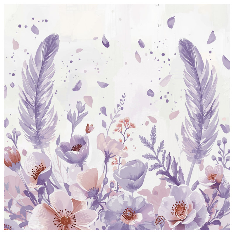 Rideaux de douche mauves à plumes florales extra longues, L 70 po x H 72 po