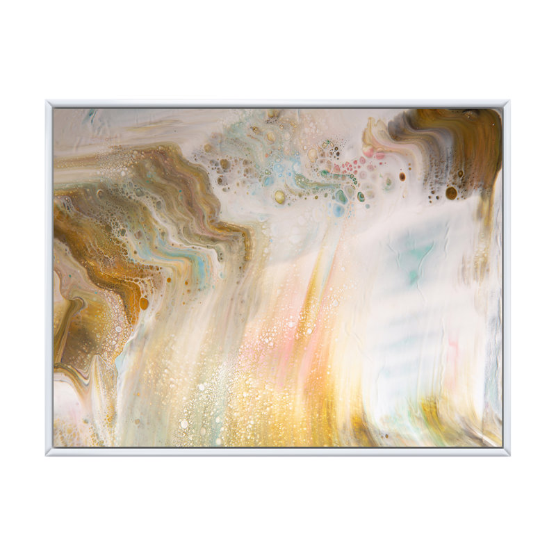 Fluide dans des tons pastel I - Peinture sur toile, H 30 po x l 40 po x P 1,5 po, Cadre flottant blanc