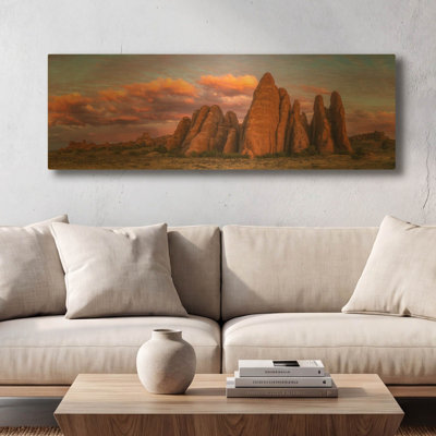 « Coucher de soleil aux Ailes - Parc national des Arches » par Darren White, tableau mural en métal doré, 91,4 cm x 30,5 cm