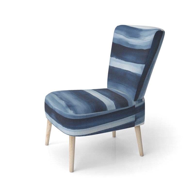 Chaise rembourrée abstraite moderne transitionnelle - Chaise d'appoint Indigo Horizon IX, Side Chair Armless