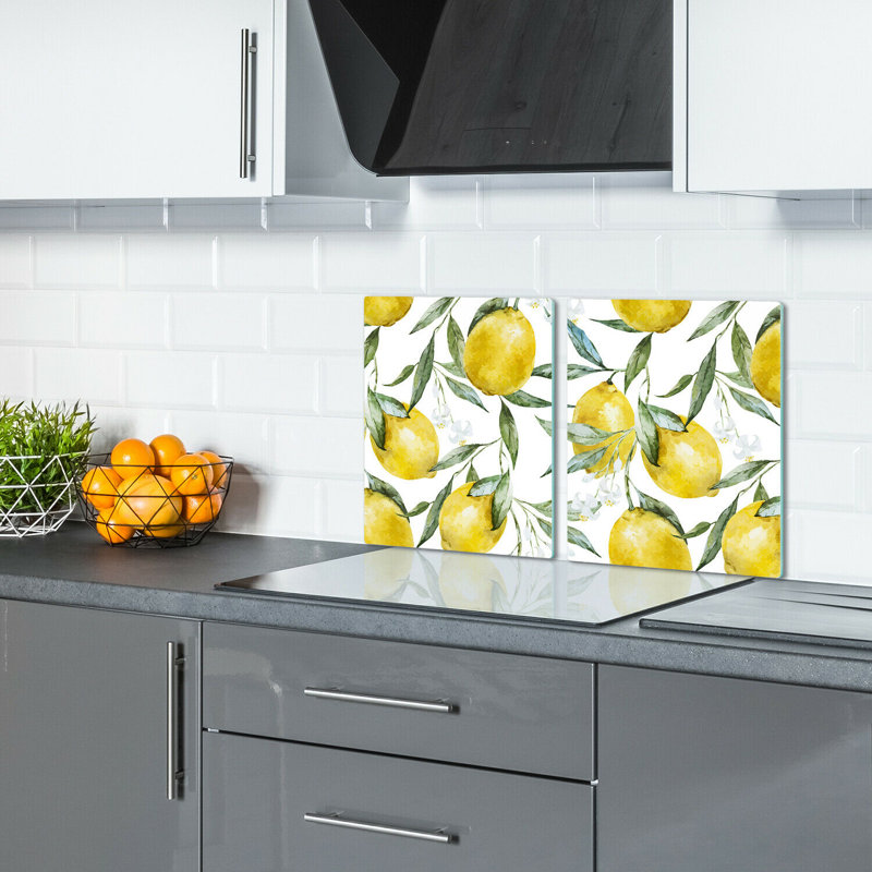 Aullville Tempered Glass Lemons Chopping Board, 52cm x 30cm