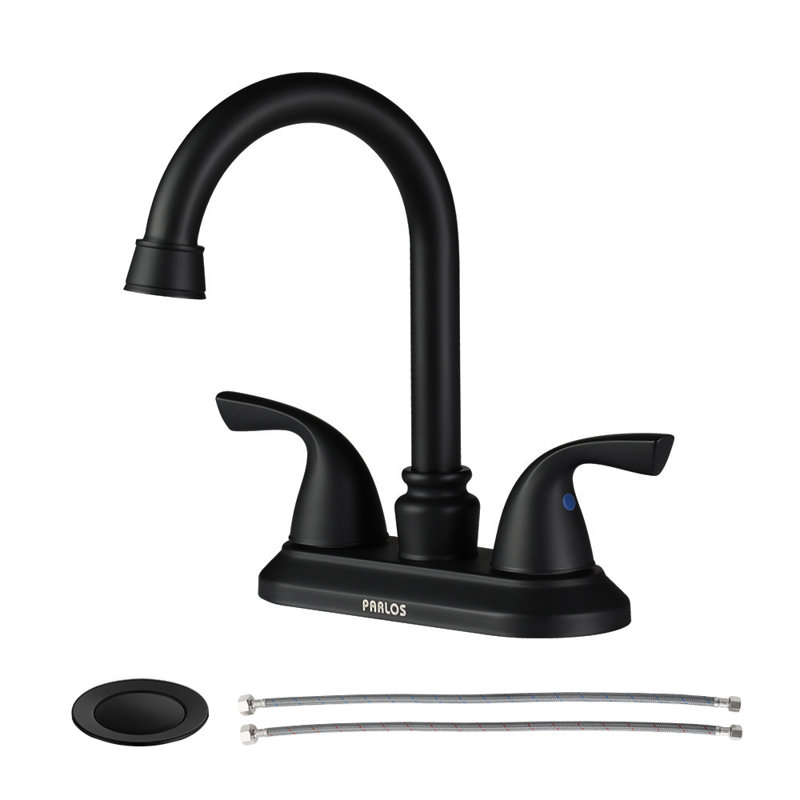 Robinet pour salle de bain à 2 poignées avec ensemble de bonde centrales, Noir mat