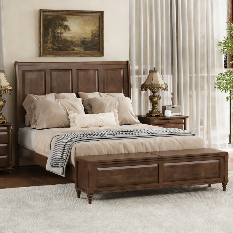 Lit-bateau avec commode Soild, Noyer brun, Grand lit