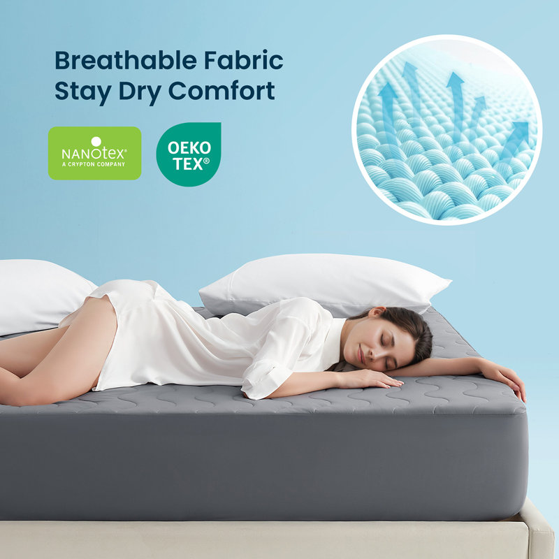 Mattress Protector Cooling Waterproof Quilted Fitted Mattress Cover with Deep Pocket, Queen