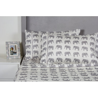 Elephant 100% Cotton Animal Print Sheet Set