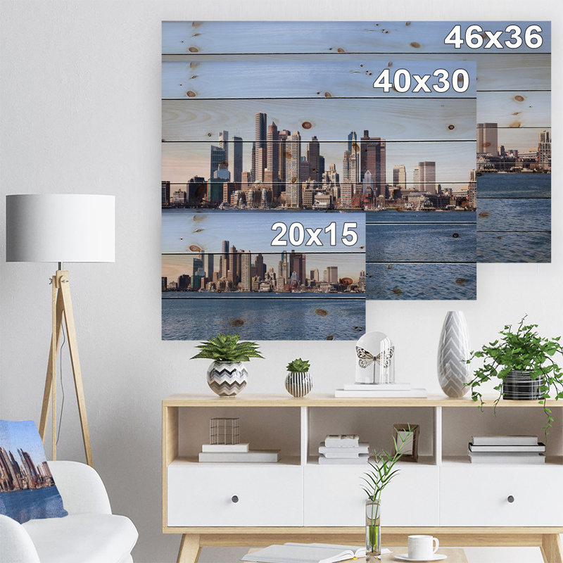 « boston horizon panorama », photographie Cityscape, H 15 po x l 20 po x P 1 po, Bois