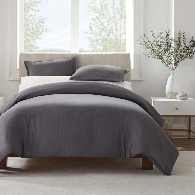 Gray Twin/Twin XL Microfiber Duvet Cover Set with Sham