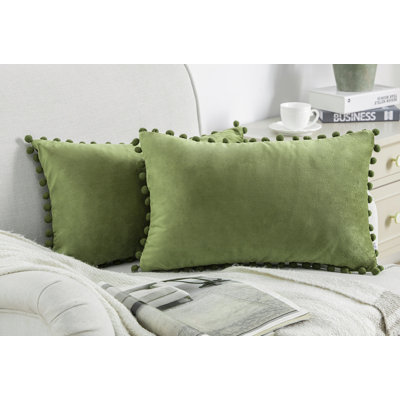 Silky Velvet Series Pom-poms Decorative Throw Pillow