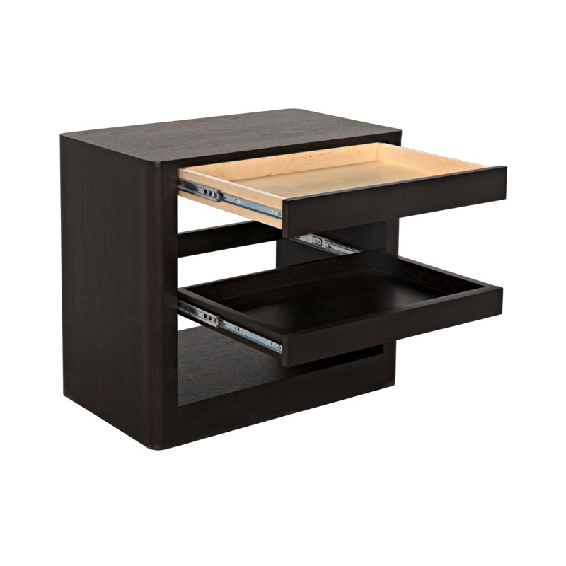 Mayito Solid Wood 2 - Drawer End Table, Black