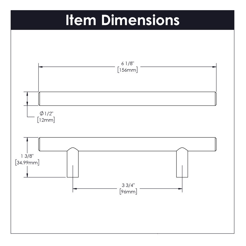 Belwith-Keeler Contemporary Bar Pull 5 1/16 in (128mm) Center To Center, 3.78", Royal Brass