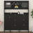 3-Tier Shoe Cabinet With 6 Flip Drawers And Storage Shelf, Entryway Hall Tree With Tempered Glass Doors And 4 Hooks-1930658939