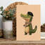 Cute Dapper Crocodile Playful Whimsical Contemporary Alligator Crocodile Wall Art Print by Mathieu - Wrapped Canvas Print-1892309886