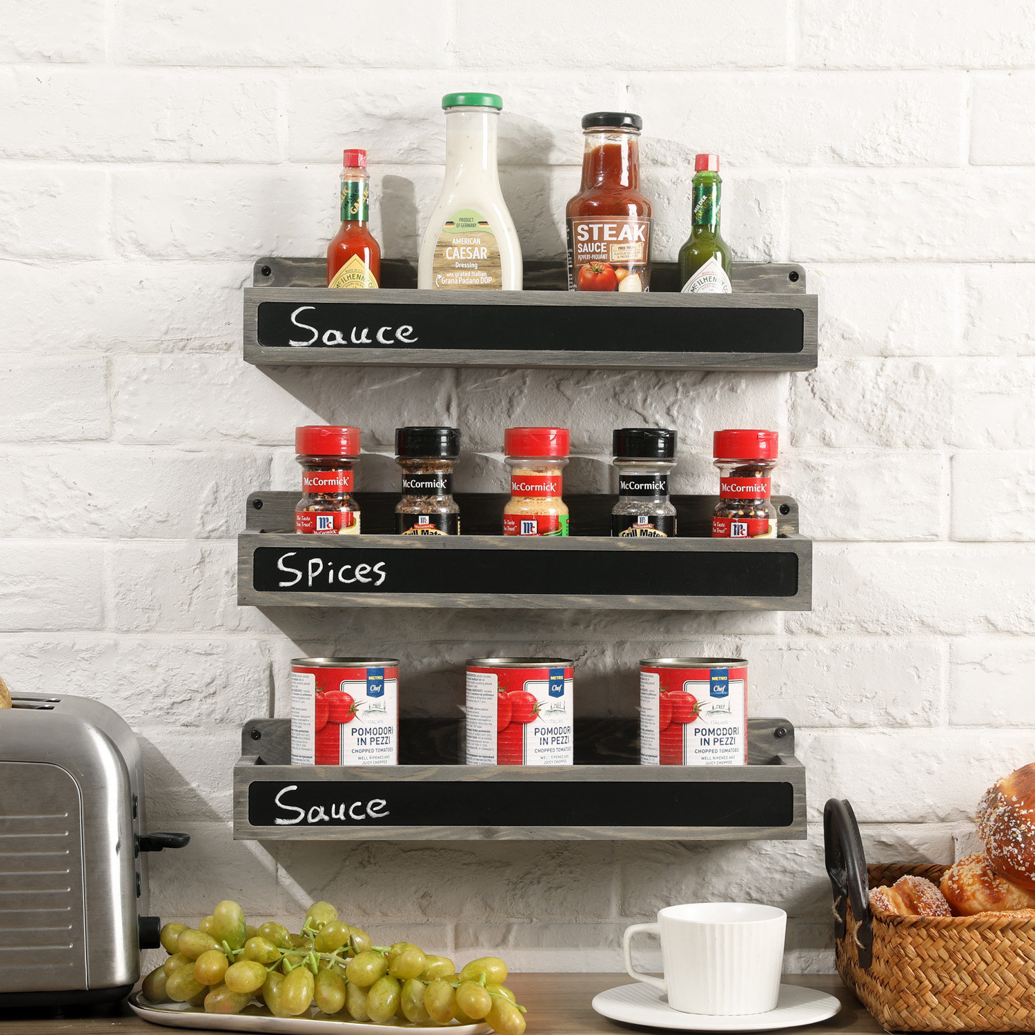 Solid Wood Chalkboard Spice Rack